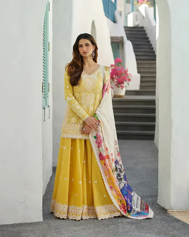 Faiza Saqlain Liliana Luxury Lawn 24 Yellow Organza – view 1 – Poshaq