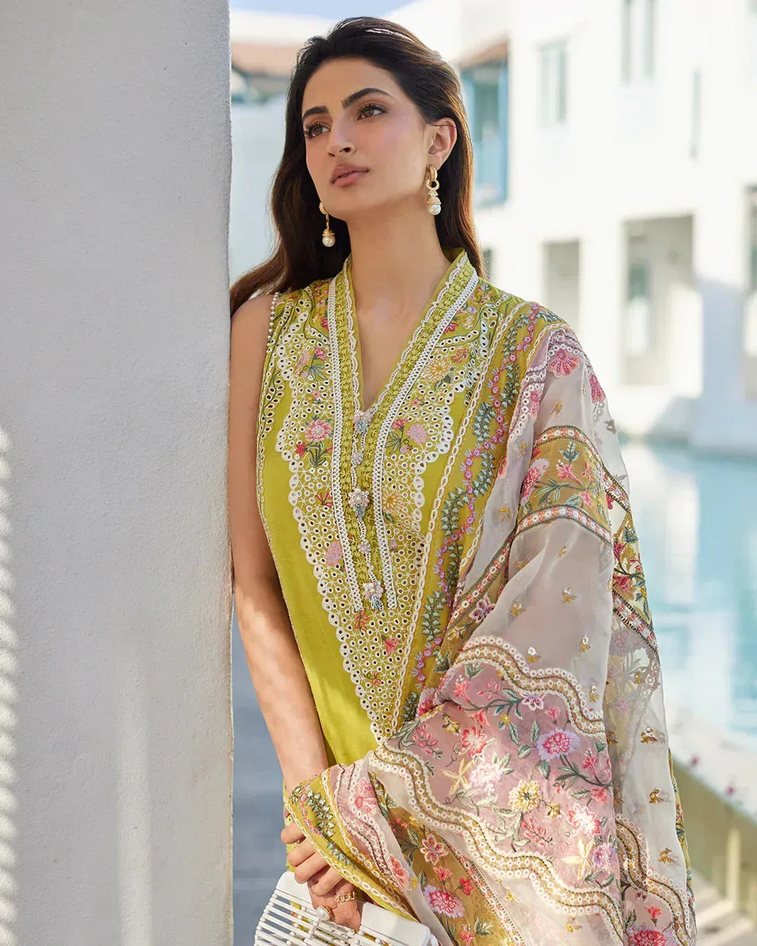 Faiza Saqlain Liliana Luxury Lawn 24 Green Organza – view 2 – Poshaq
