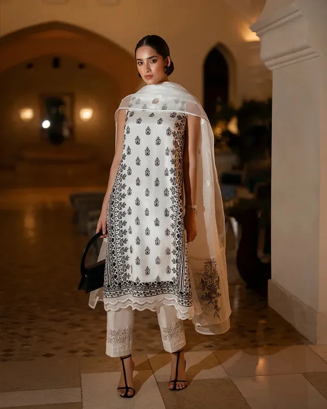 Faiza Saqlain Zurina Luxury Pret Black Silk – view 1 – Poshaq