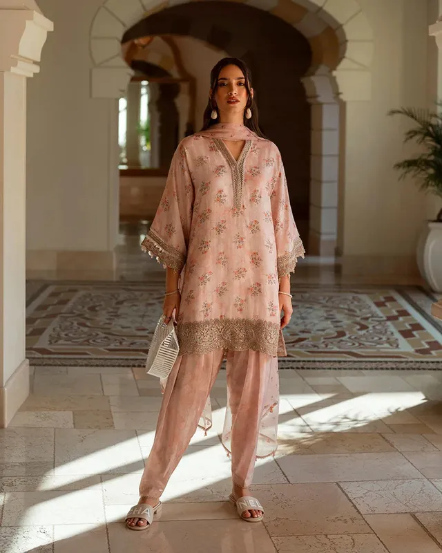 Faiza Saqlain Zurina Luxury Pret Pink Chiffon – view 1 – Poshaq