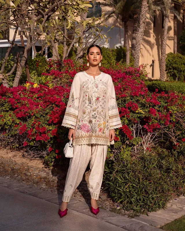 Faiza Saqlain Zurina Luxury Pret Beige Chiffon – view 1 – Poshaq