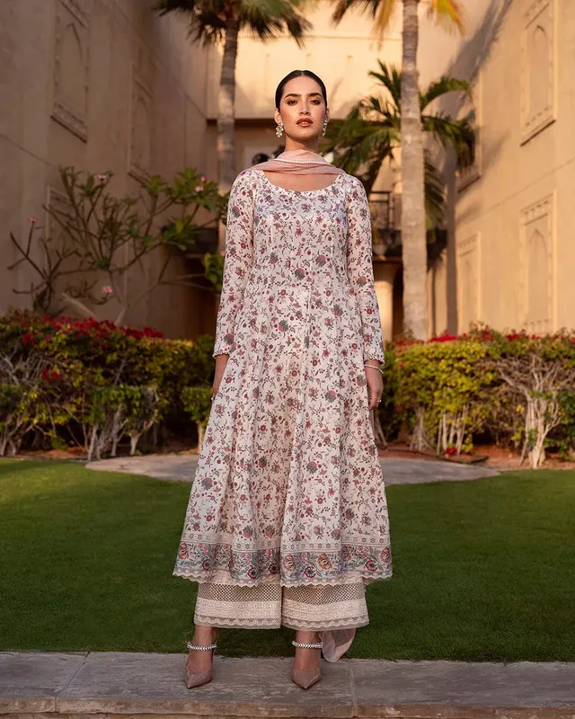 Faiza Saqlain Zurina Luxury Pret Cream Chiffon – view 1 – Poshaq
