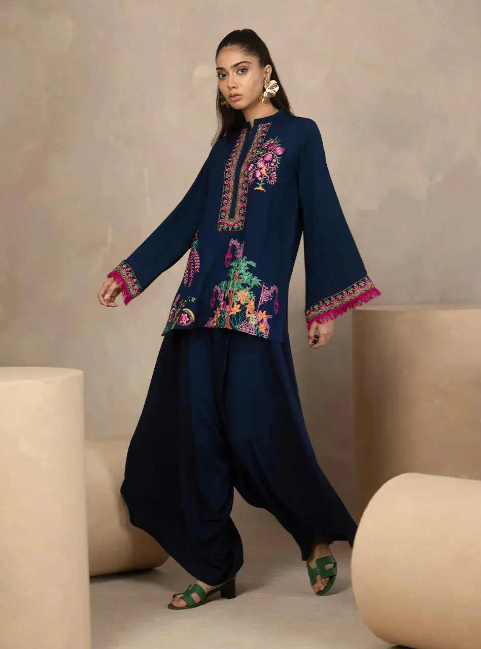 Zainab Chottani Zahra Spring Edit 26 Navy Viscose – view 6 – Poshaq