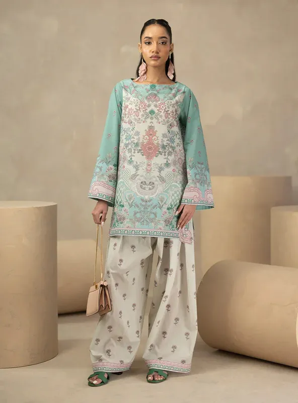 Zainab Chottani Zahra Spring Edit 26 Teal – view 1 – Poshaq