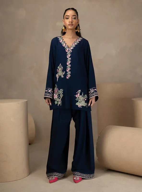 Zainab Chottani Zahra Spring Edit 26 Navy – view 1 – Poshaq