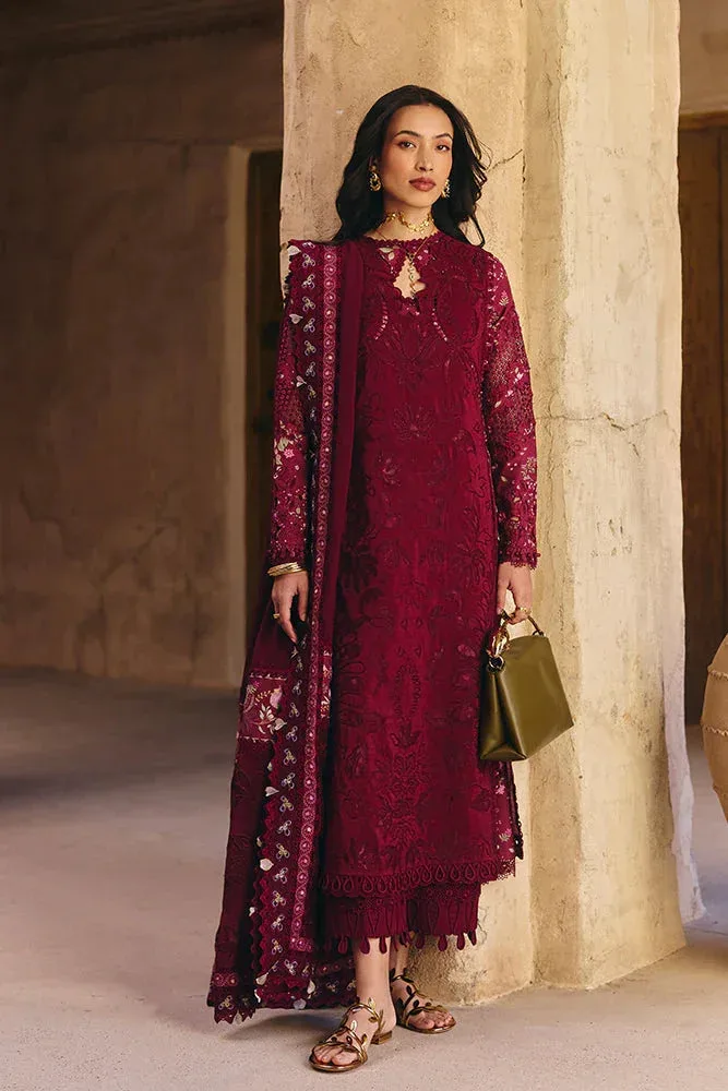 Suffuse Casual Pret Eid 26 Maroon Organza – view 1 – Poshaq