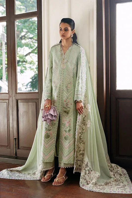 Suffuse Casual Pret Eid Edit 26' Green Jacquard – view 1 – Poshaq
