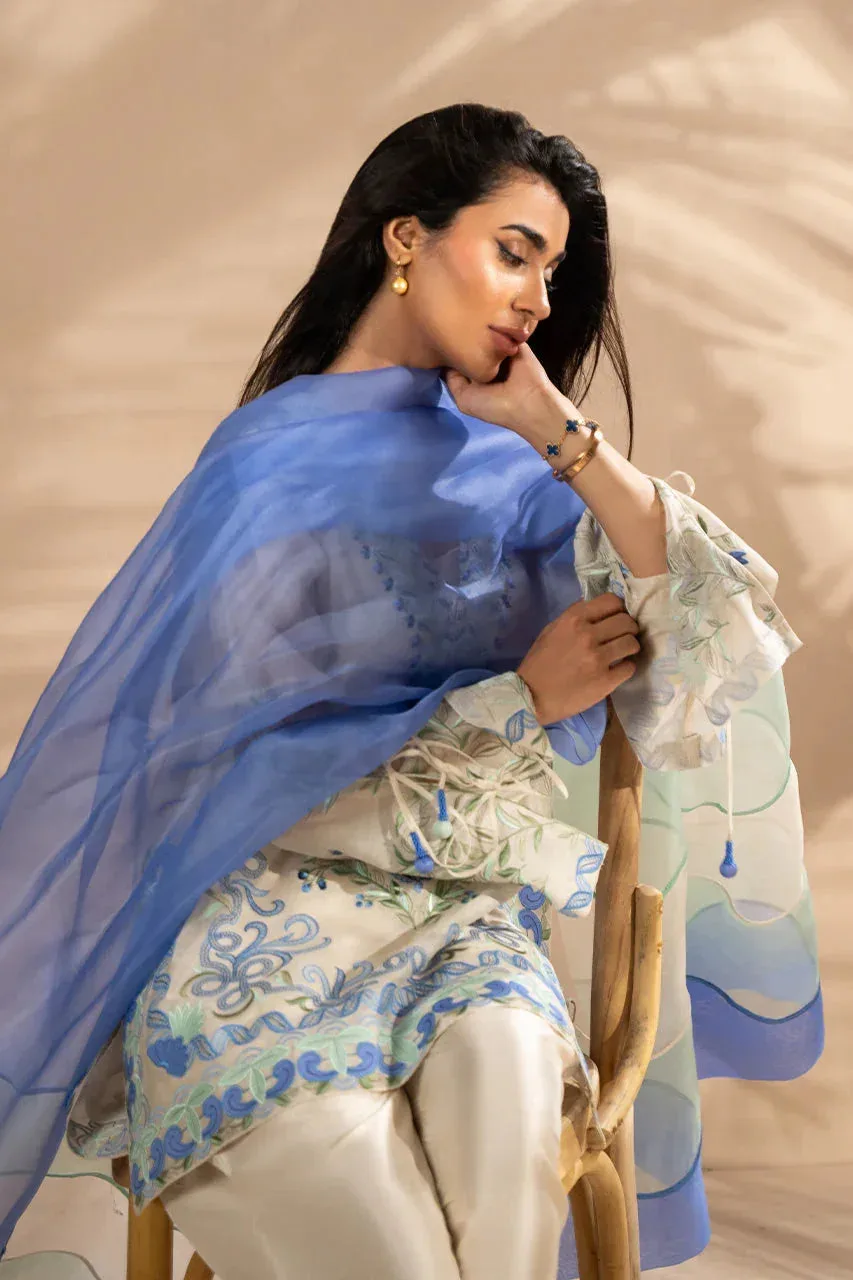 Sania Maskatiya Eid Edit 26 Ivory Raw Silk – view 3 – Poshaq