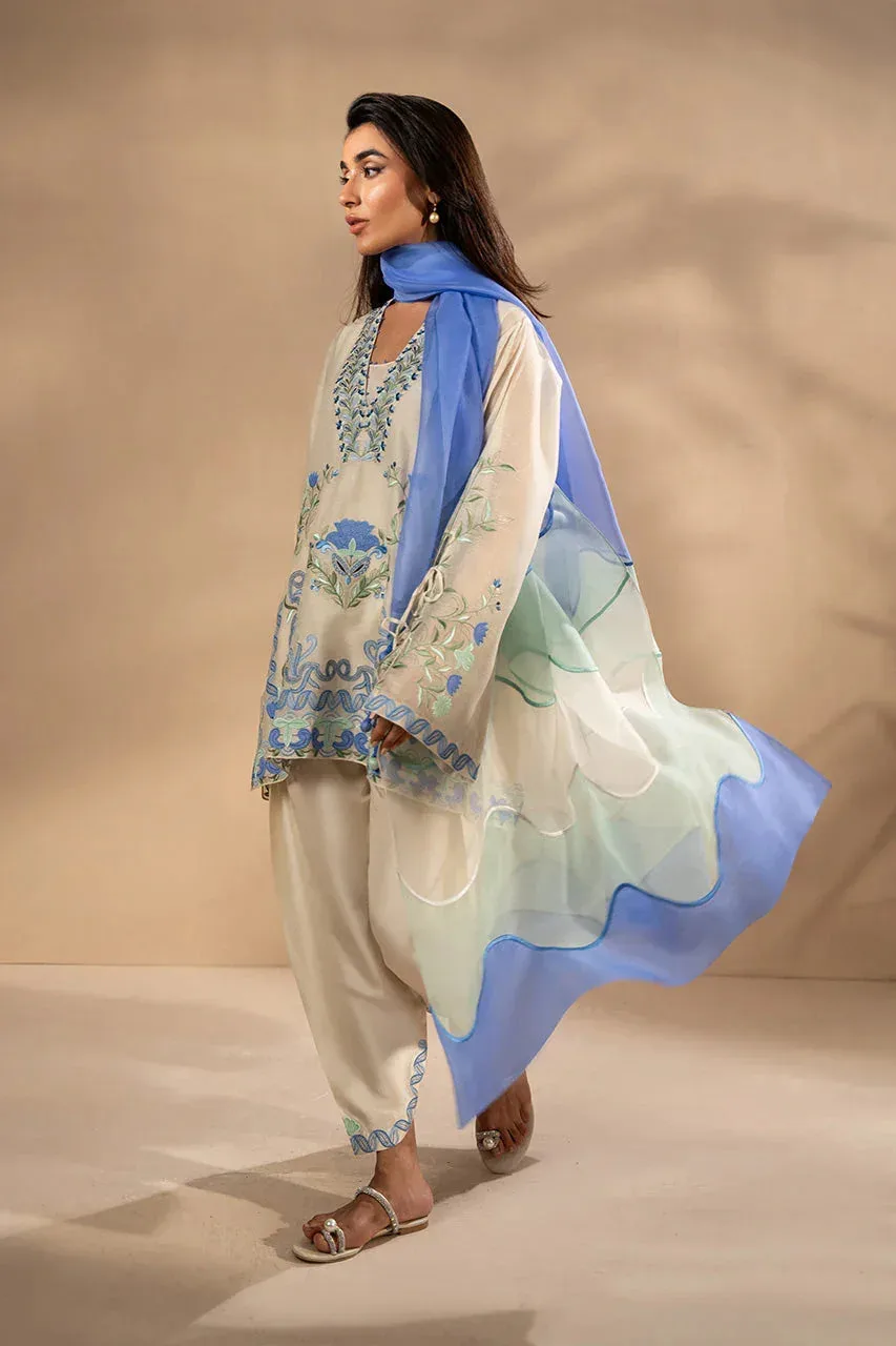 Sania Maskatiya Eid Edit 26 Ivory Raw Silk – view 4 – Poshaq