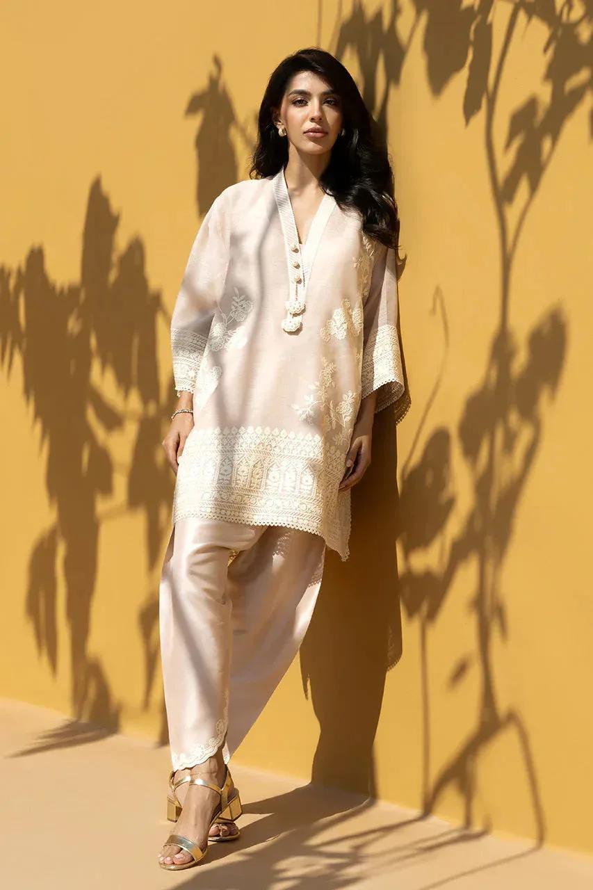 Sania Maskatiya Eid Edit 26 Ivory Raw Silk – view 1 – Poshaq
