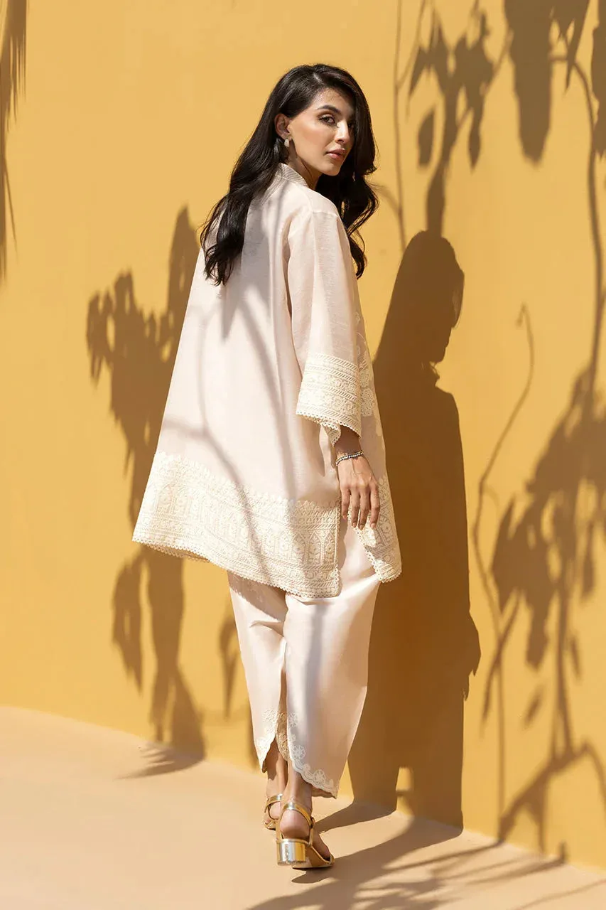 Sania Maskatiya Eid Edit 26 Ivory Raw Silk – view 2 – Poshaq