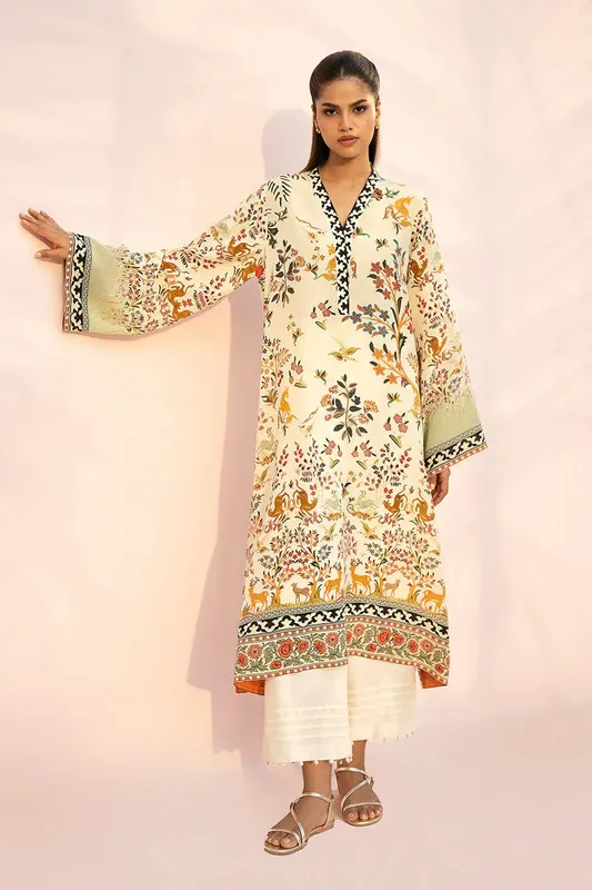 Sania Maskatiya Eid Edit 26 Cream Crepe – view 1 – Poshaq