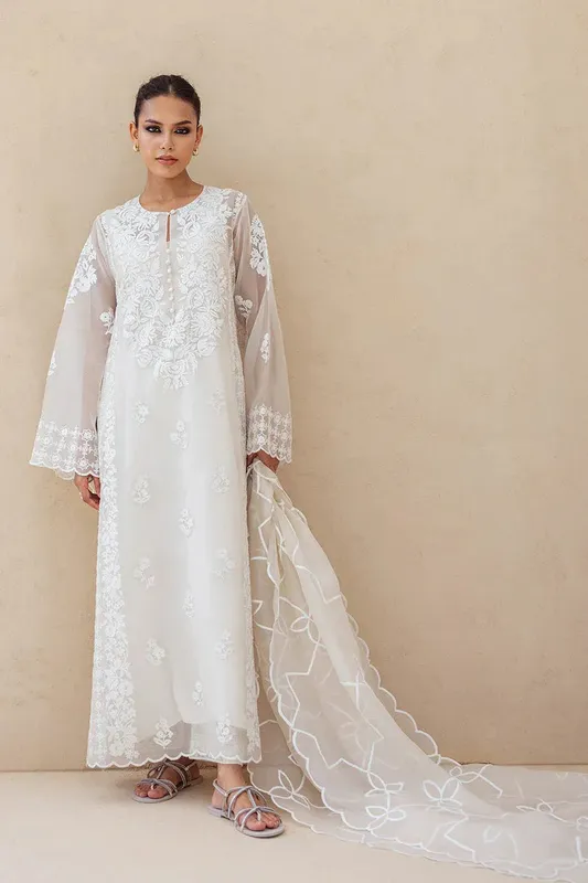 Sania Maskatiya Eid Edit 26 Ivory Organza – view 1 – Poshaq