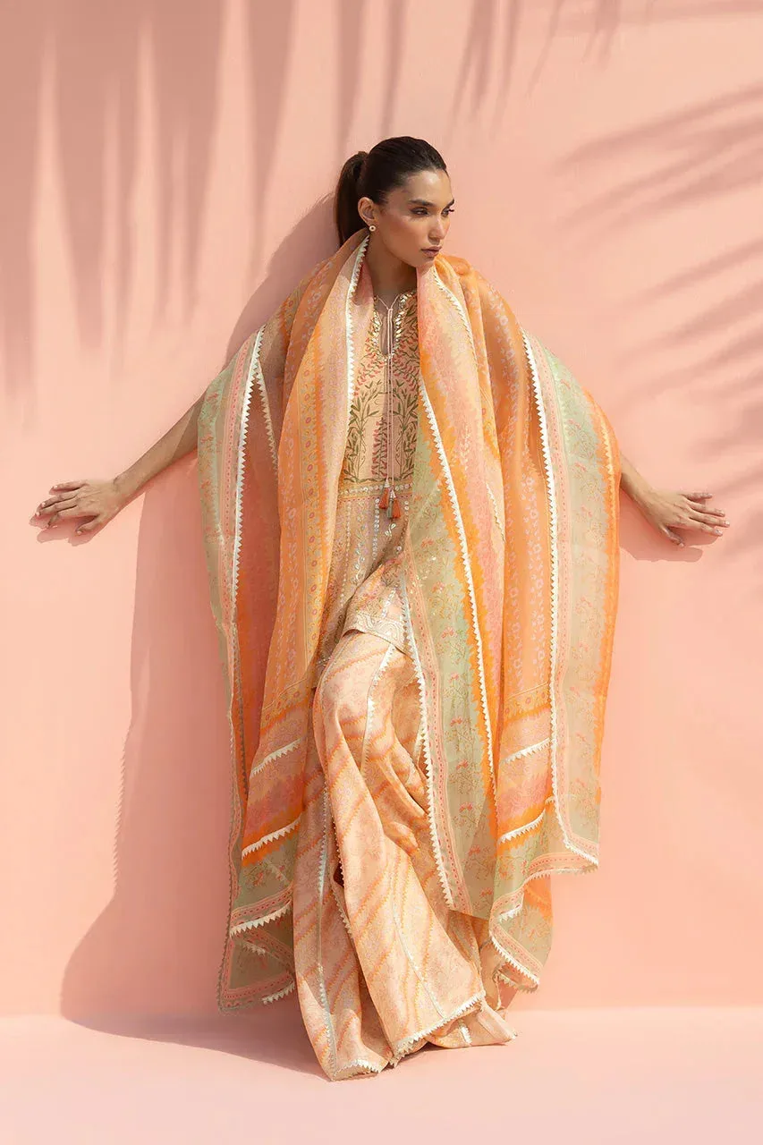 Sania Maskatiya Eid Edit 26 Peach Organza – view 3 – Poshaq