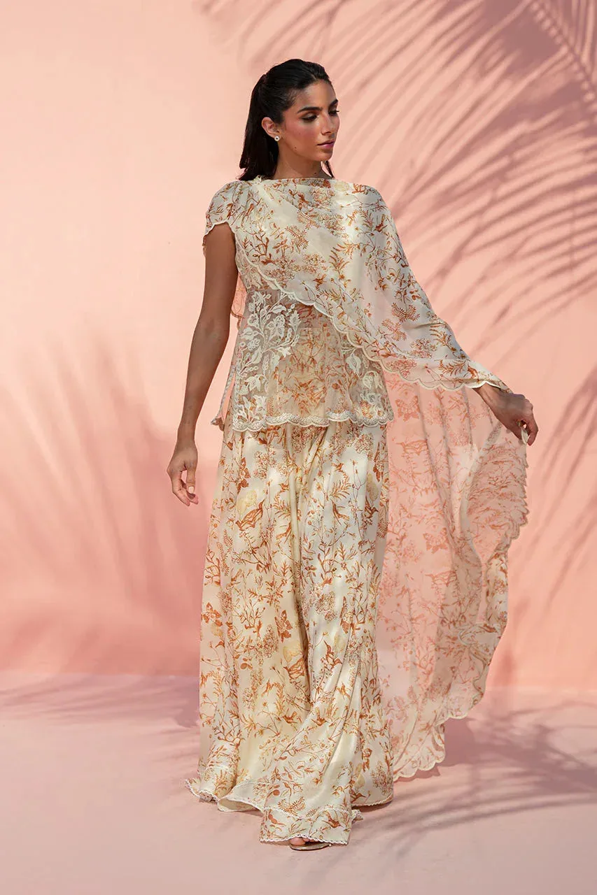 Sania Maskatiya Eid Edit 26 Cream Georgette – view 1 – Poshaq