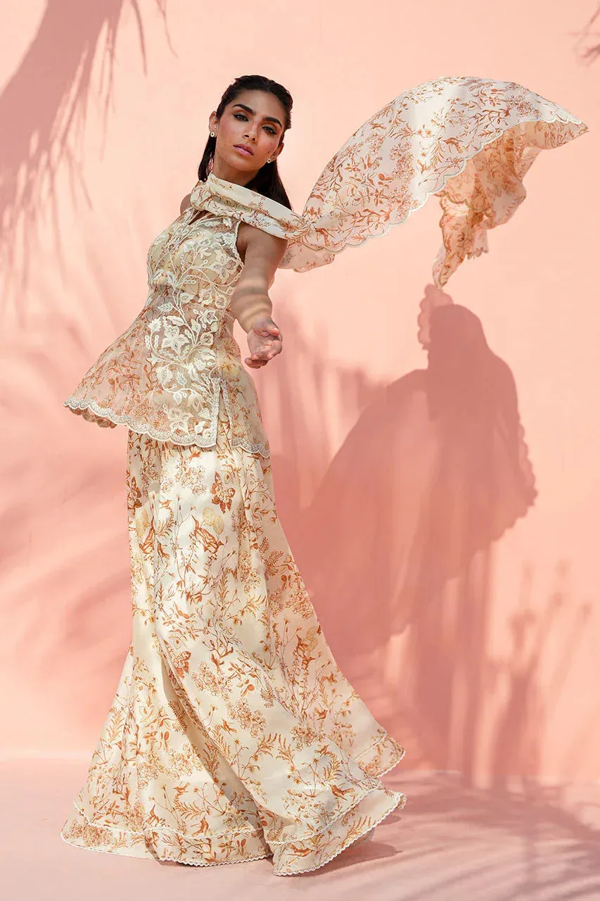 Sania Maskatiya Eid Edit 26 Cream Georgette – view 4 – Poshaq