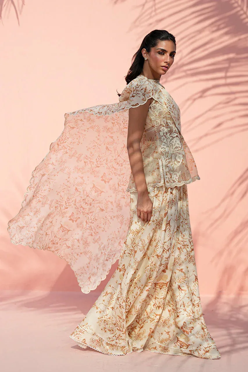 Sania Maskatiya Eid Edit 26 Cream Georgette – view 5 – Poshaq