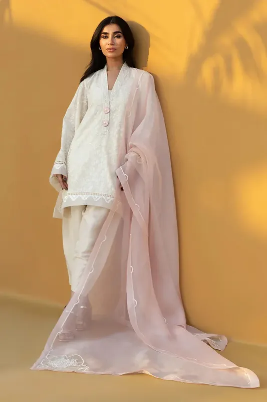 Sania Maskatiya Eid Edit 26 Ivory Raw Silk – view 1 – Poshaq