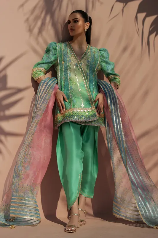 Sania Maskatiya Eid Edit 26 Gold Silk – view 1 – Poshaq