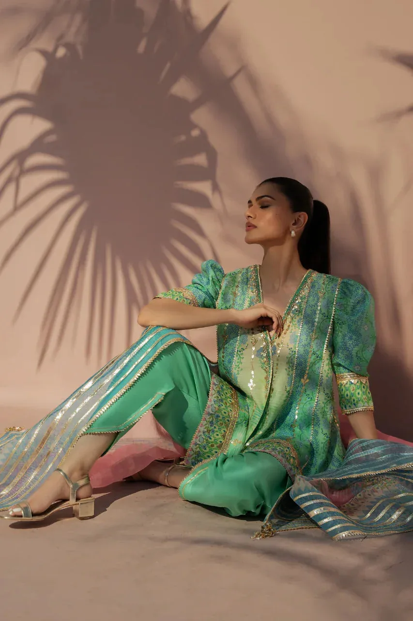 Sania Maskatiya Eid Edit 26 Gold Silk – view 3 – Poshaq