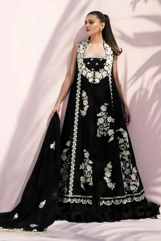 Sania Maskatiya Eid Edit 26 Ivory Organza – view 1 – Poshaq