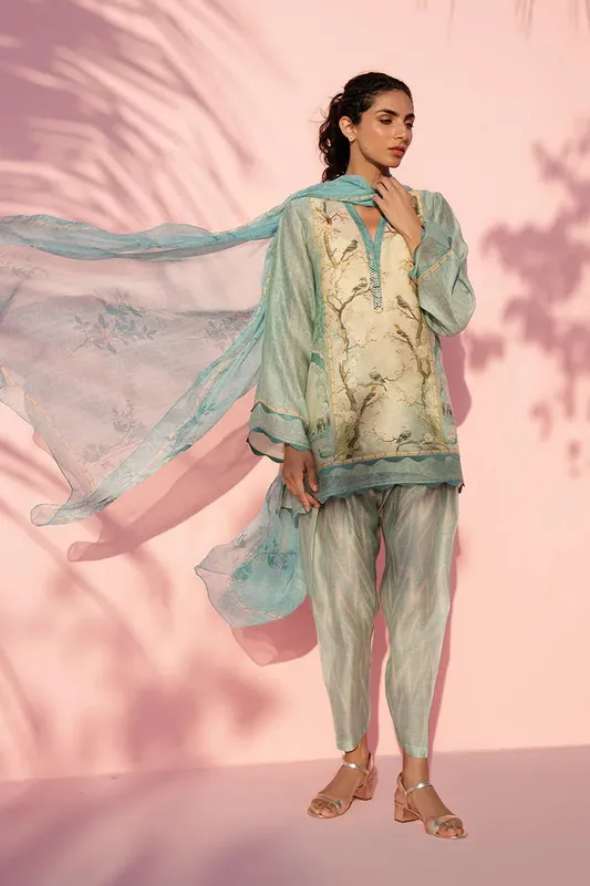 Sania Maskatiya Eid Edit 26 Cream Chiffon – view 1 – Poshaq