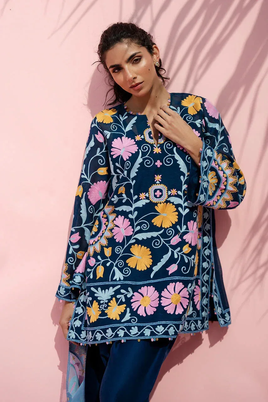 Sania Maskatiya Eid Edit 26 Navy Organza – view 3 – Poshaq