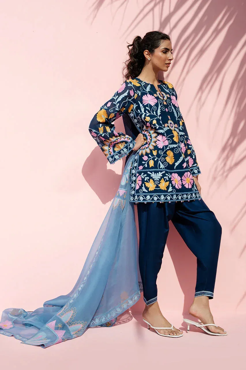 Sania Maskatiya Eid Edit 26 Navy Organza – view 4 – Poshaq