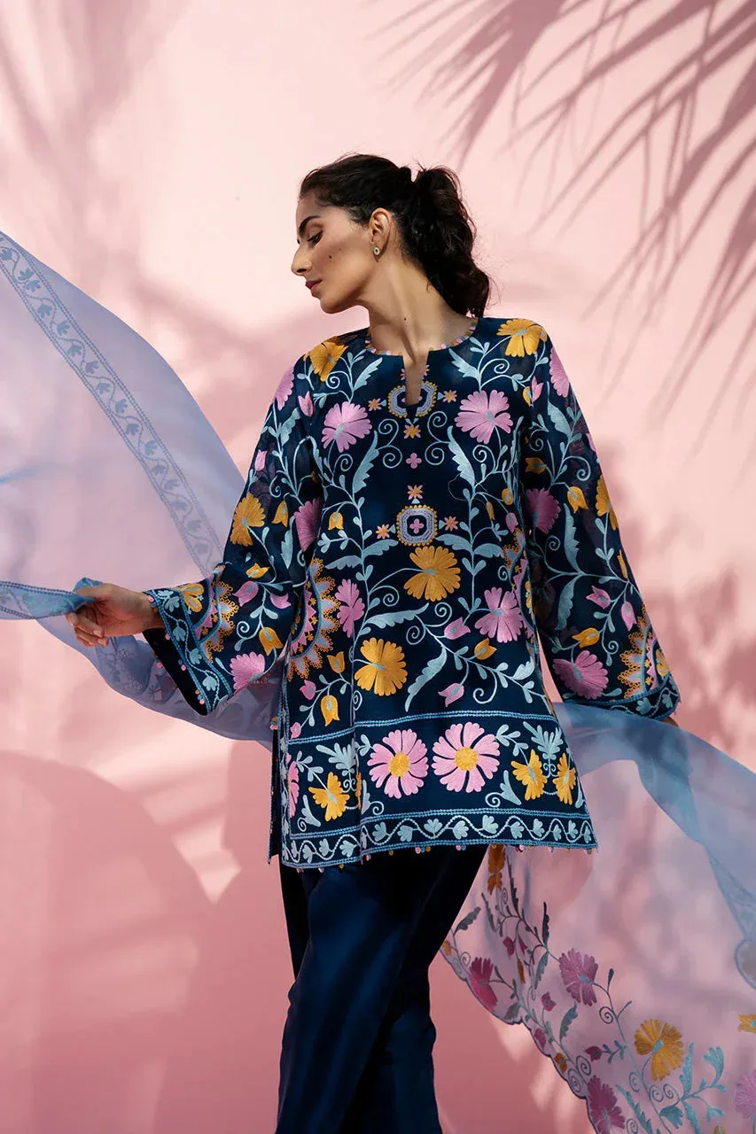Sania Maskatiya Eid Edit 26 Navy Organza – view 5 – Poshaq