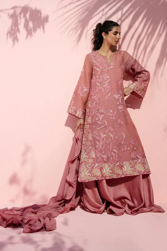 Sania Maskatiya Eid Edit 26 Peach Georgette – view 1 – Poshaq