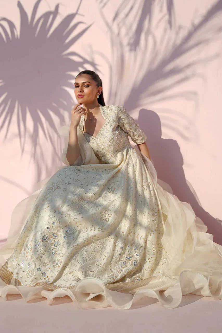 Sania Maskatiya Eid Edit 26 Ivory Organza – view 3 – Poshaq