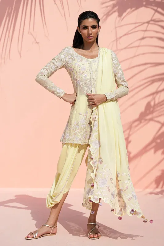 Sania Maskatiya Eid Edit 26 Yellow Georgette – view 1 – Poshaq