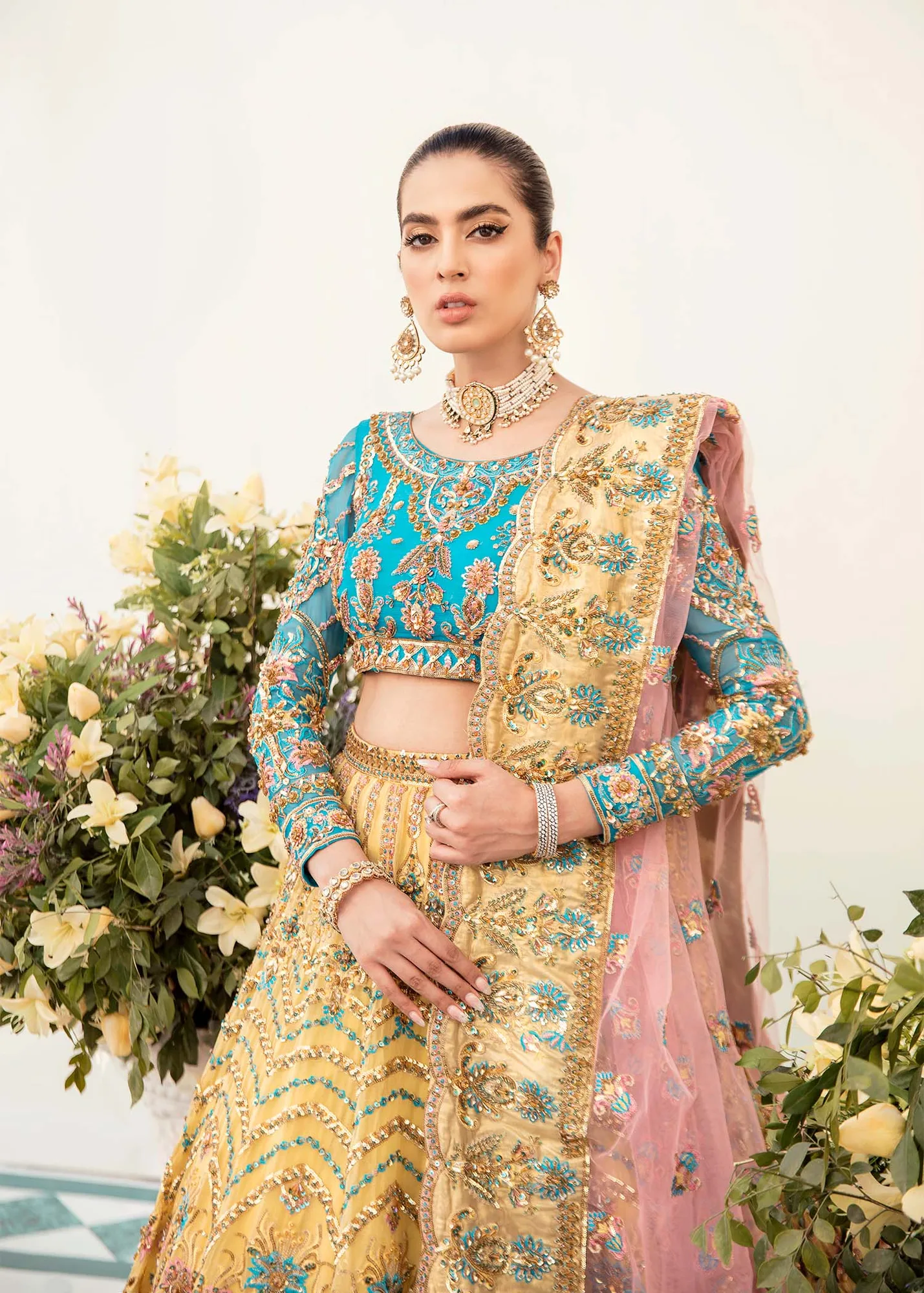 Akbar Aslam Bridals Organza – view 2 – Poshaq