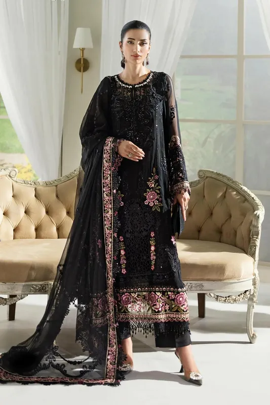 Black Raw Silk – view 1 – Poshaq