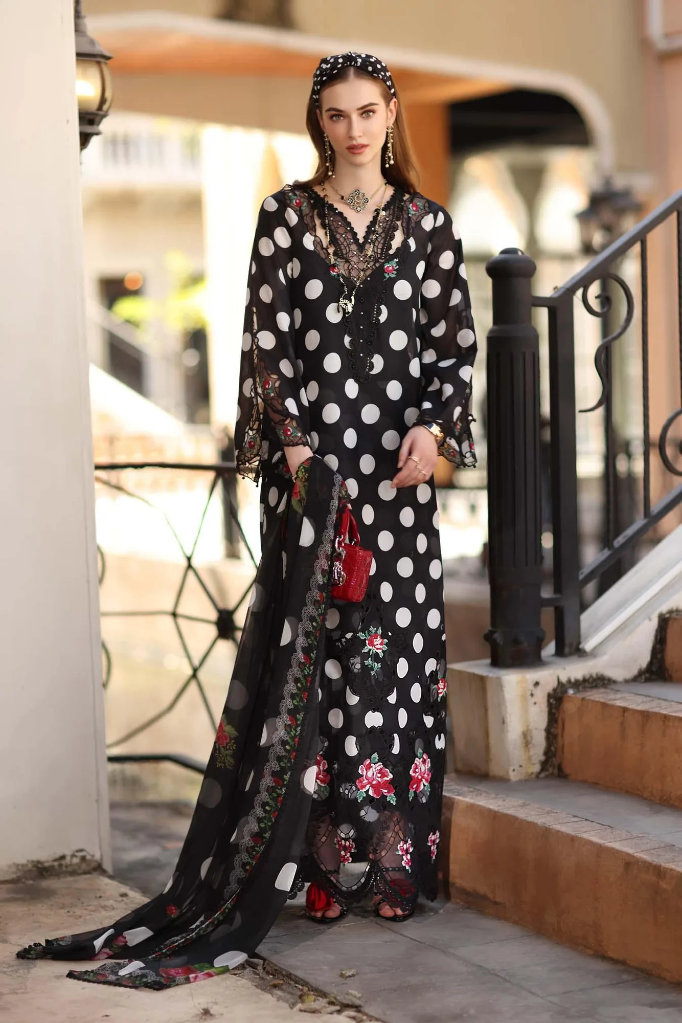 Noor by Saadia Asad Eid Luxe Printkhaas 26 Black Dobby – view 1 – Poshaq