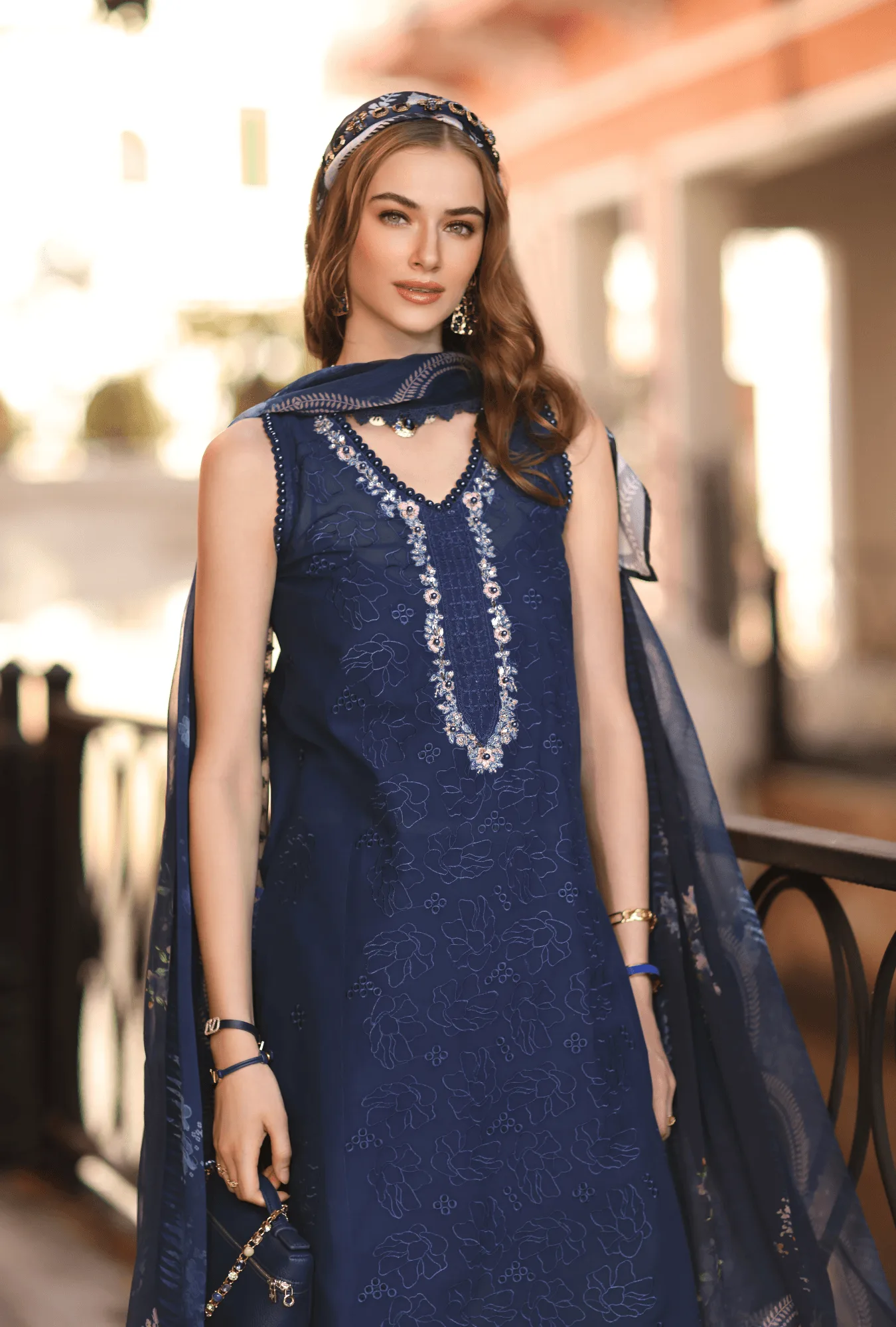 Noor by Saadia Asad Eid Luxe Printkhaas 26 Blue – view 2 – Poshaq