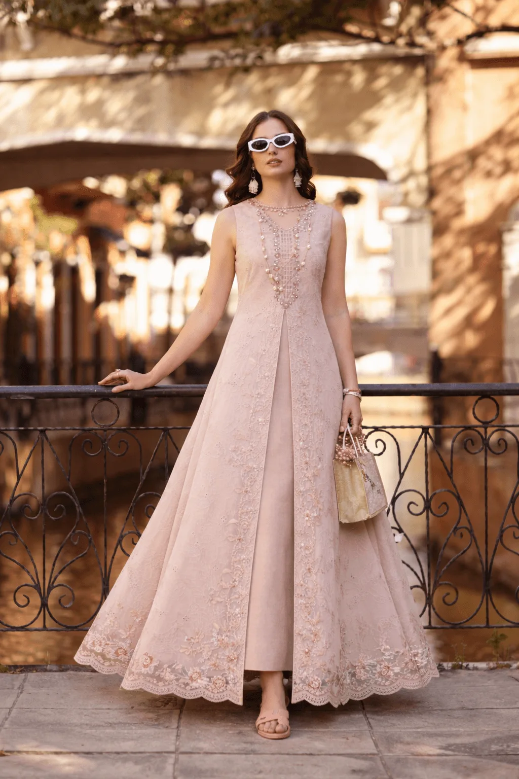 Noor by Saadia Asad Eid Luxe Printkhaas 26 Pink Chiffon – view 1 – Poshaq