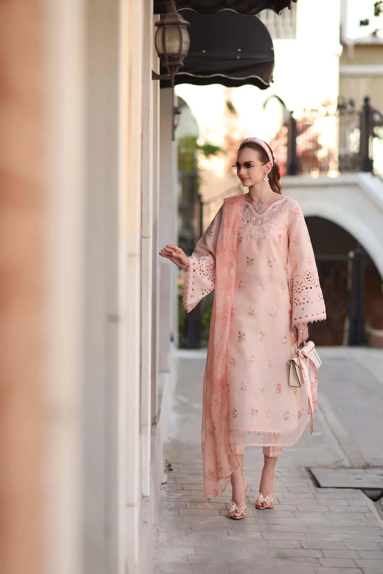Noor by Saadia Asad Eid Luxe Printkhaas 26 Peach – view 2 – Poshaq