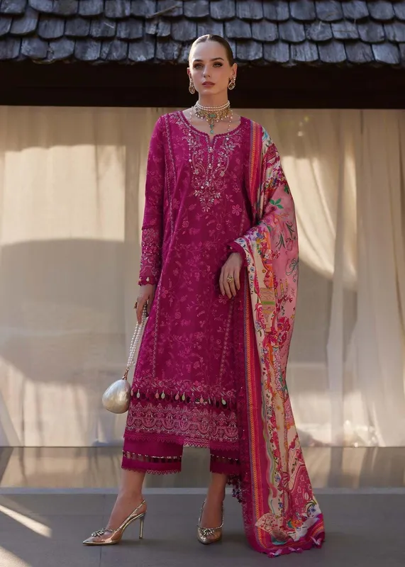 Kanwal Malik Ariya Luxury Lawn 26 Magenta Cambric – view 1 – Poshaq