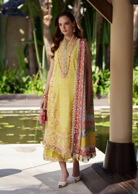 Kanwal Malik Ariya Luxury Lawn 26 Yellow Cambric – view 1 – Poshaq