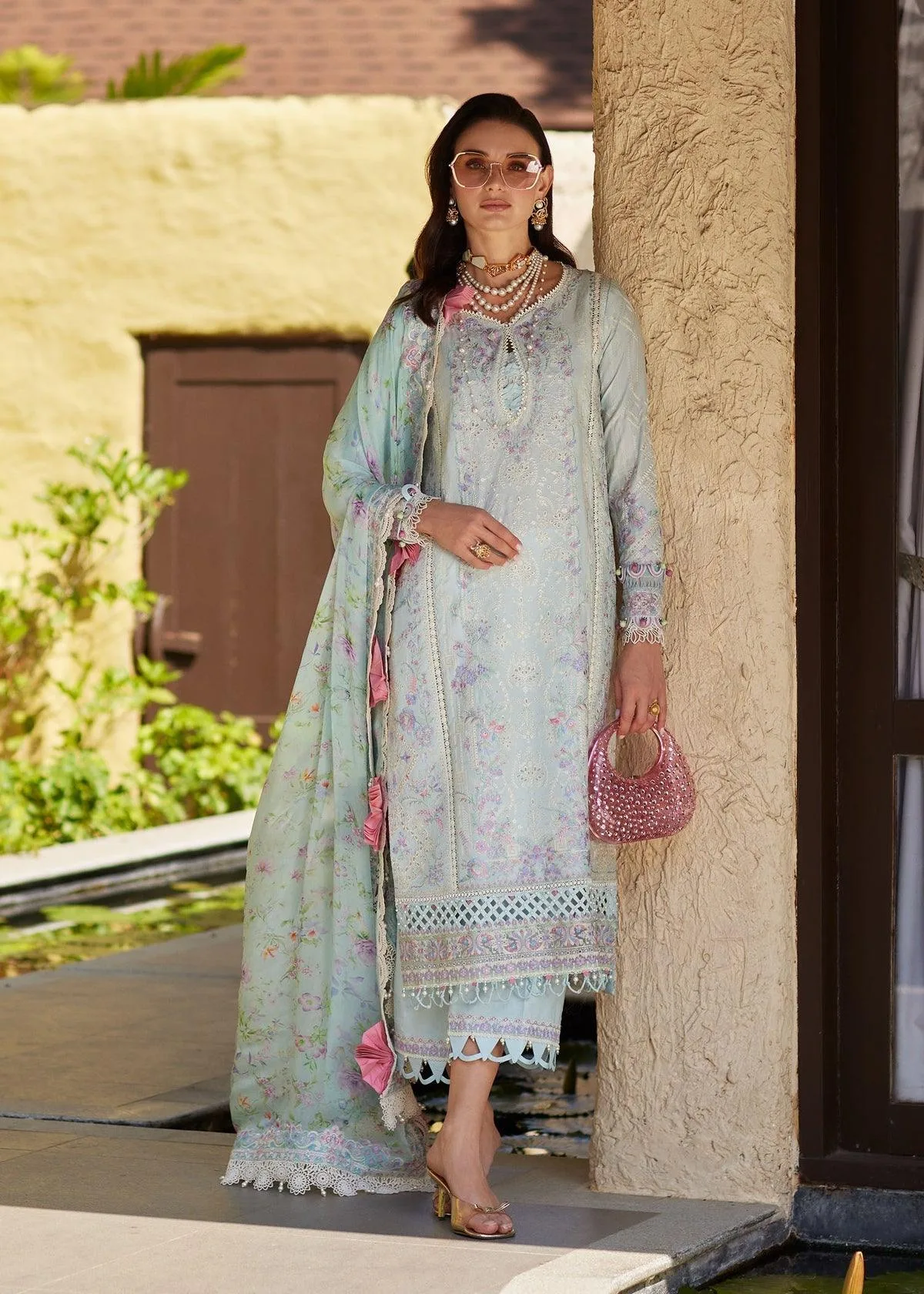 Kanwal Malik Ariya Luxury Lawn 26 Blue Chiffon – view 1 – Poshaq