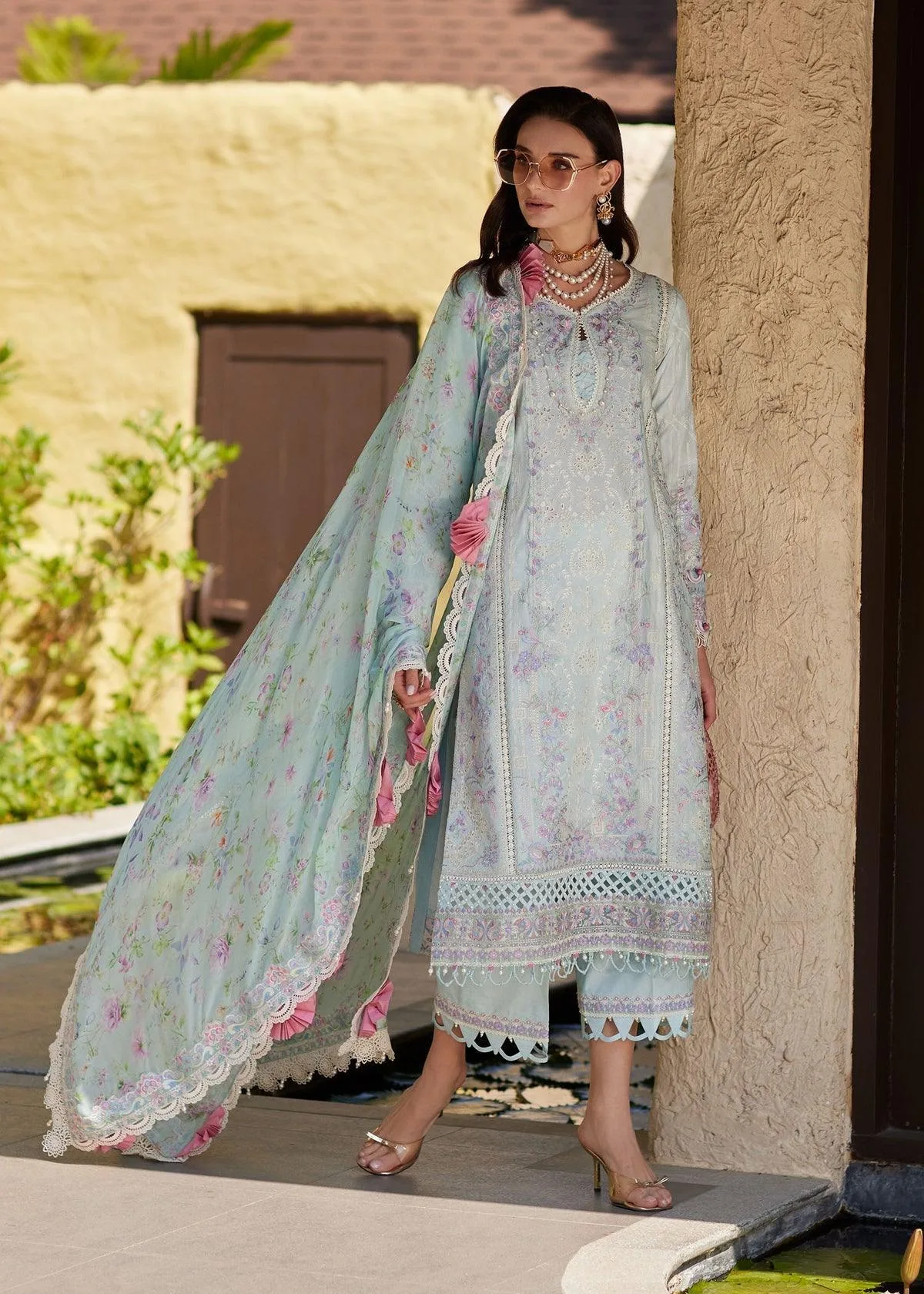 Kanwal Malik Ariya Luxury Lawn 26 Blue Chiffon – view 2 – Poshaq
