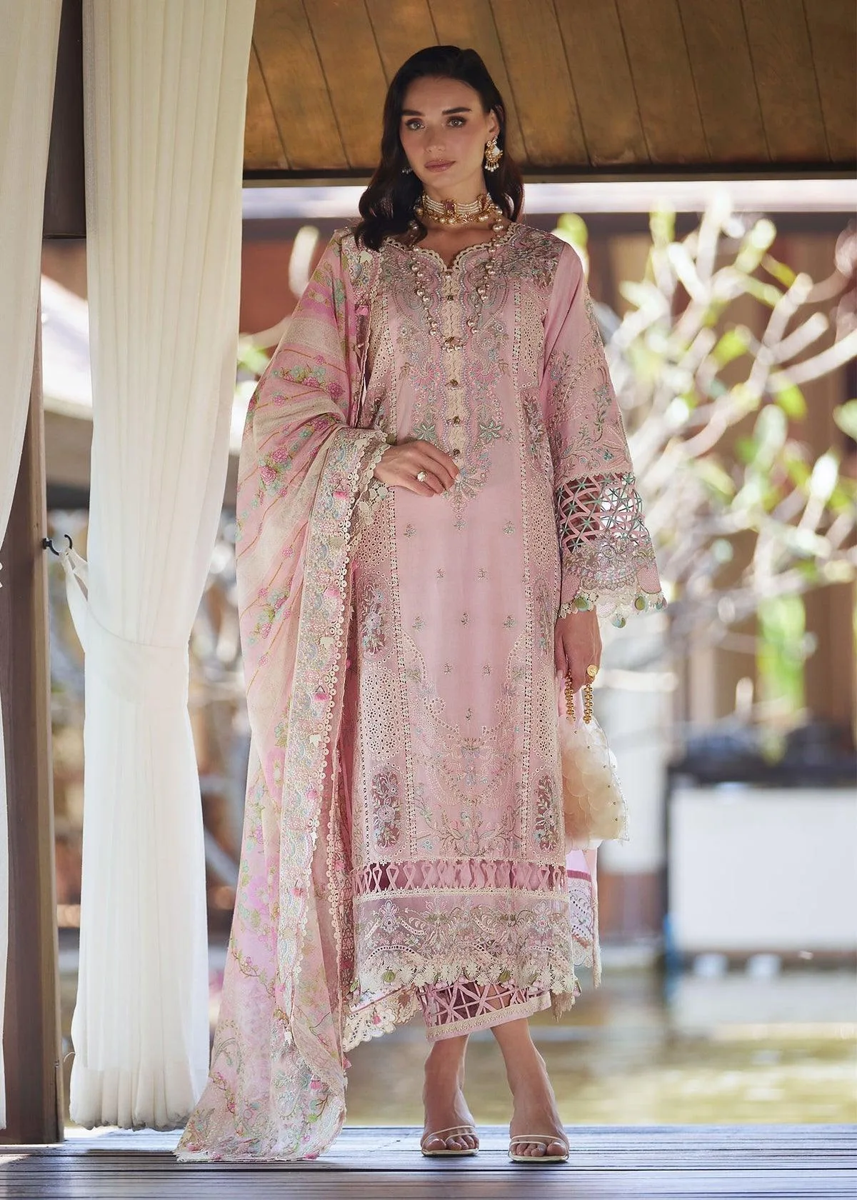 Kanwal Malik Ariya Luxury Lawn 26 Pink Cotton – view 5 – Poshaq