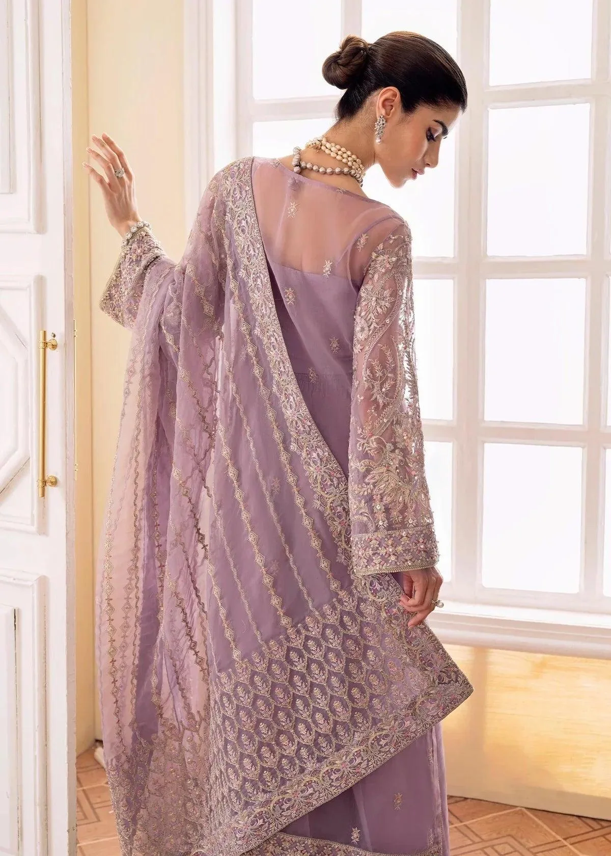 Kanwal Malik Best Seller Formals Lilac Raw Silk – view 2 – Poshaq