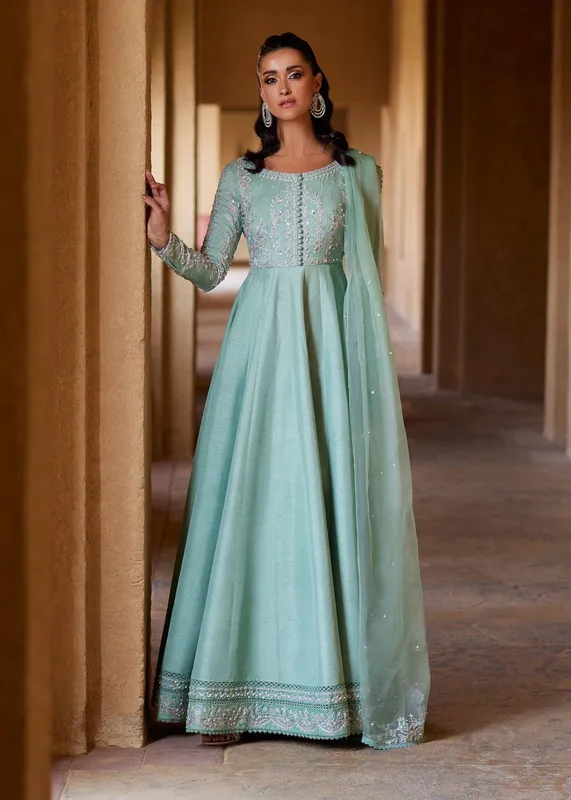 Kanwal Malik Ghina Luxury Pret Mint Organza – view 1 – Poshaq