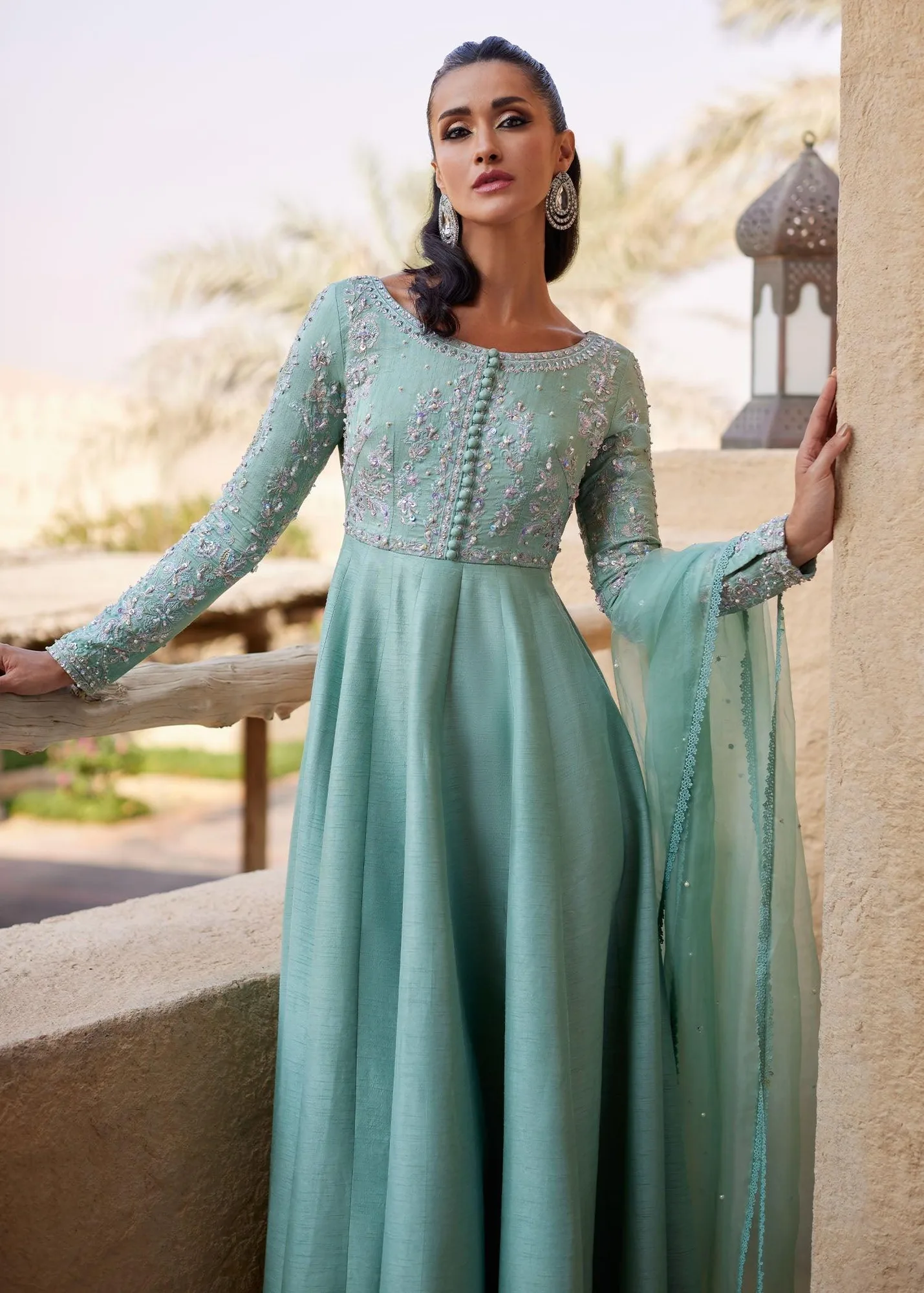 Kanwal Malik Ghina Luxury Pret Mint Organza – view 4 – Poshaq