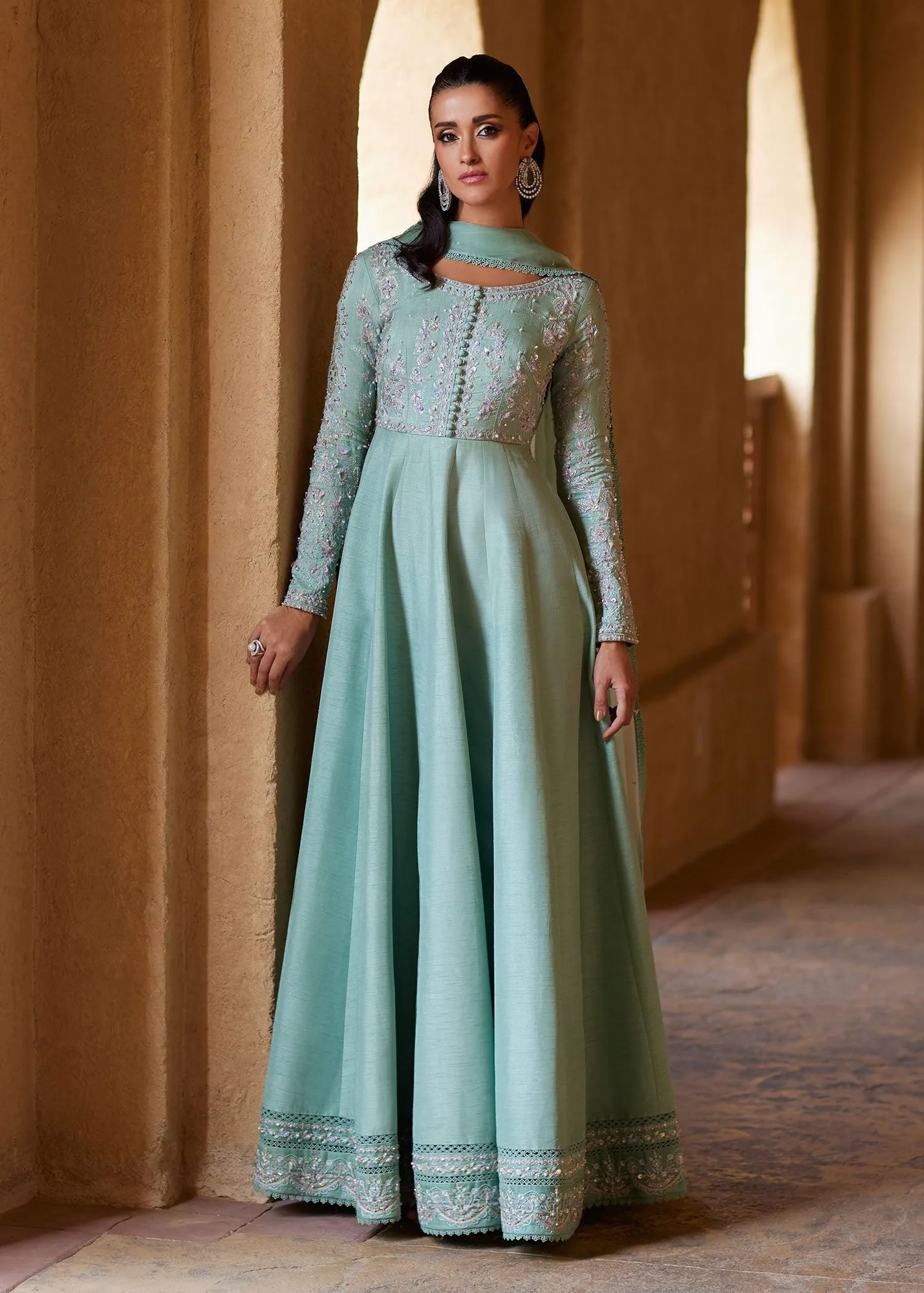 Kanwal Malik Ghina Luxury Pret Mint Organza – view 5 – Poshaq