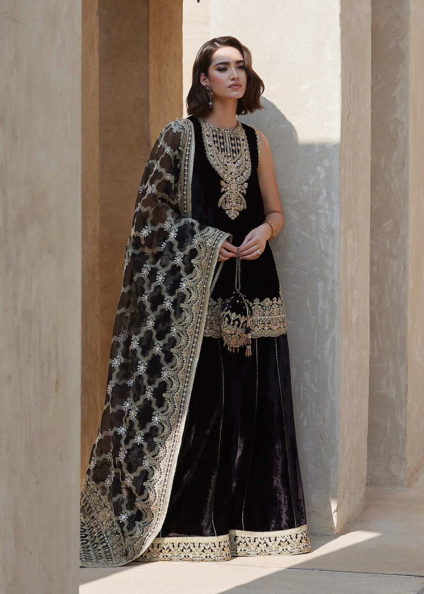 Kanwal Malik Laira Formals Black Organza – view 1 – Poshaq