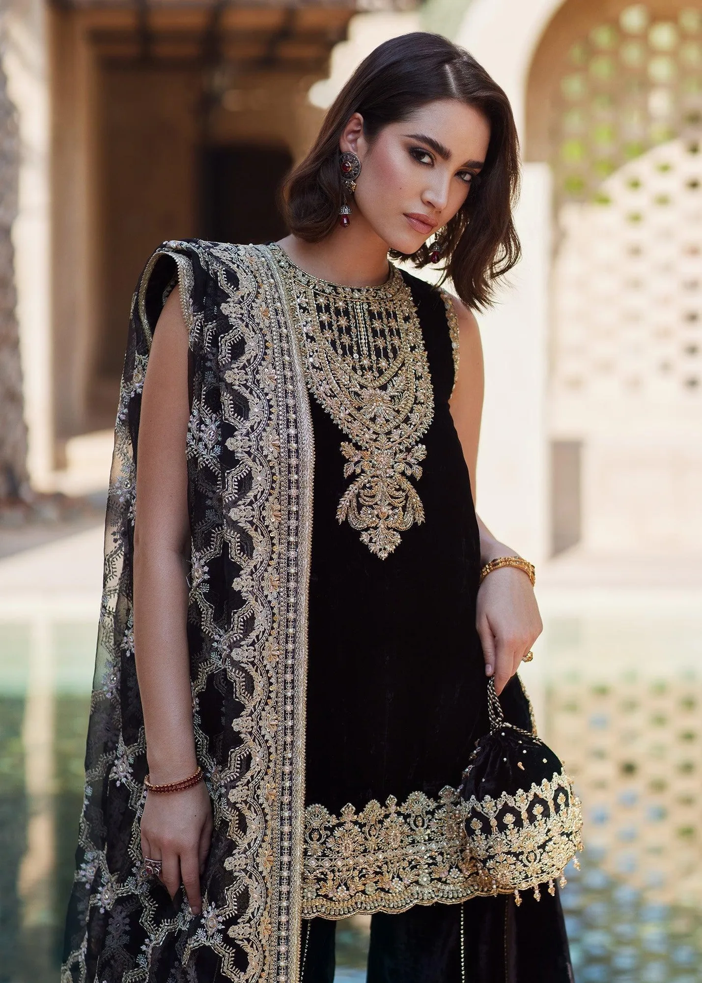 Kanwal Malik Laira Formals Black Organza – view 3 – Poshaq