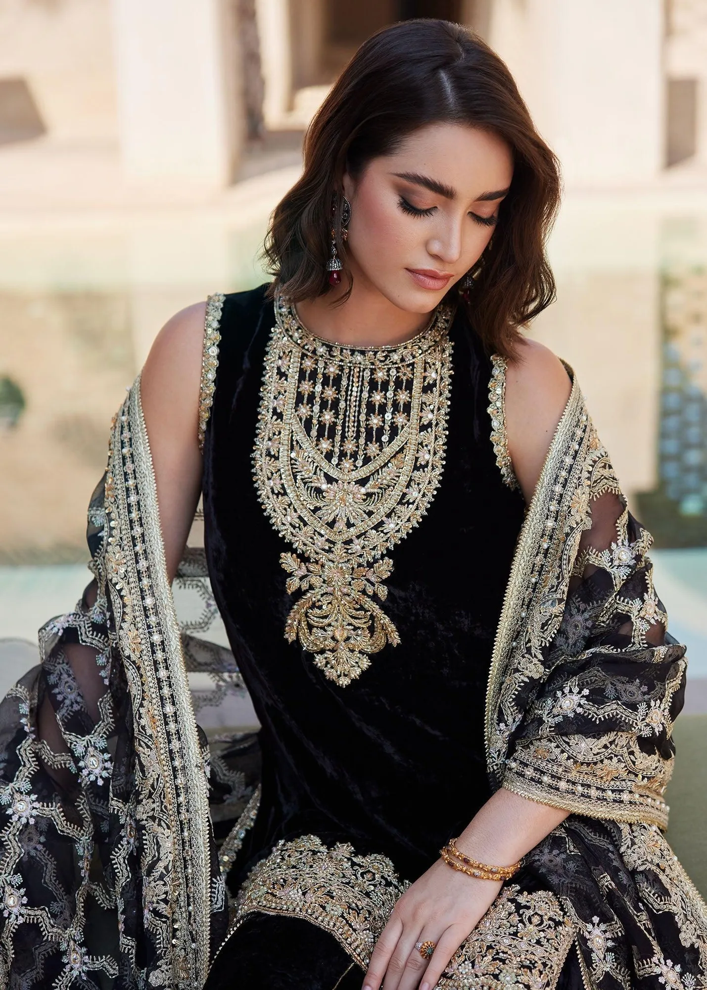 Kanwal Malik Laira Formals Black Organza – view 5 – Poshaq